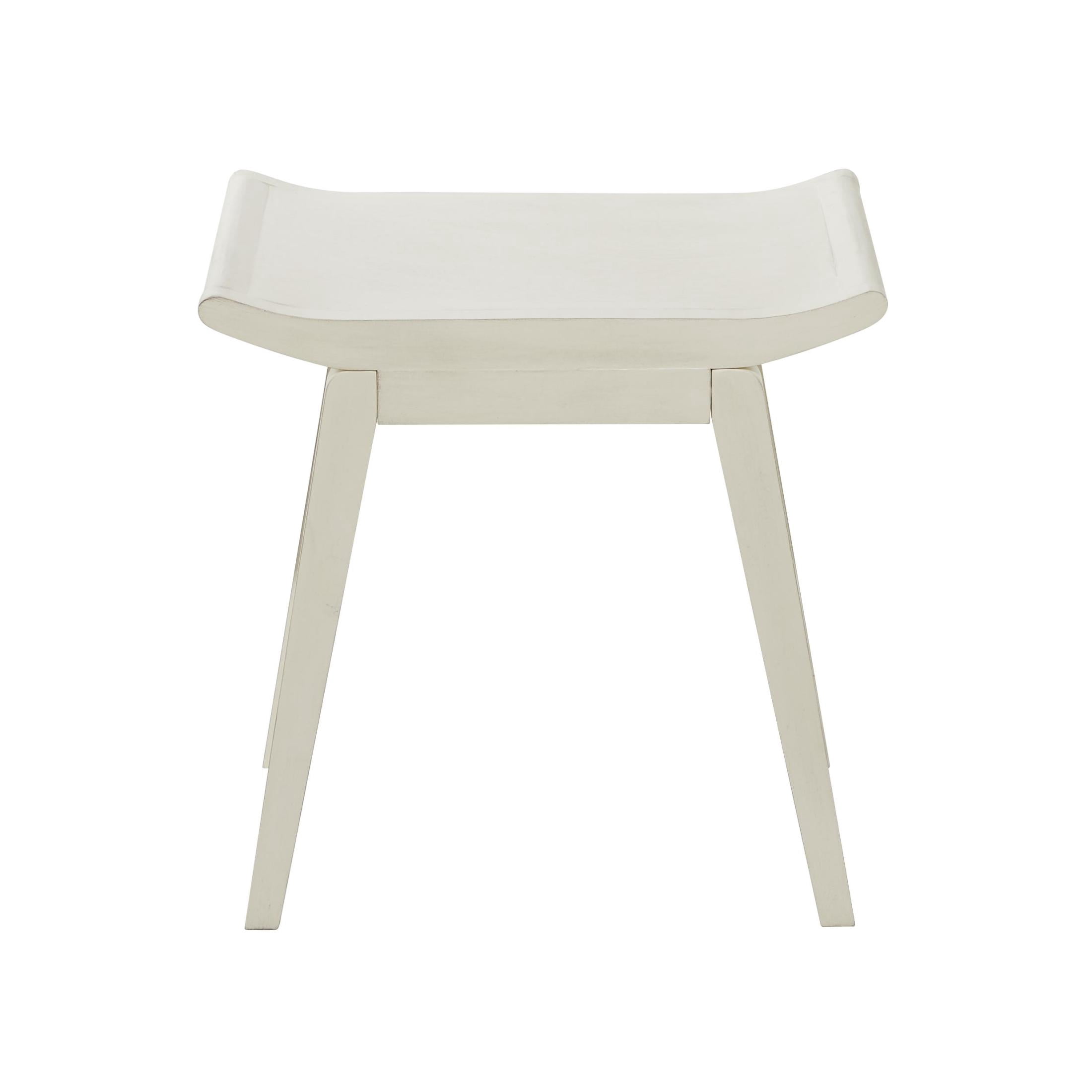 DecMode Wood Curved Stool, White