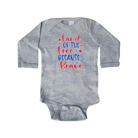 

Inktastic Memorial Day Land of The Free Because of The Brave Gift Baby Boy or Baby Girl Long Sleeve Bodysuit