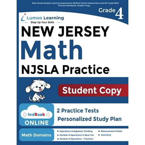 Pre-Owned New Jersey Student Learning Assessments (NJSLA) Online Assessments and 4th Grade Math Practice Workbook, Student Copy: New Jersey Test Study Guide Paperback