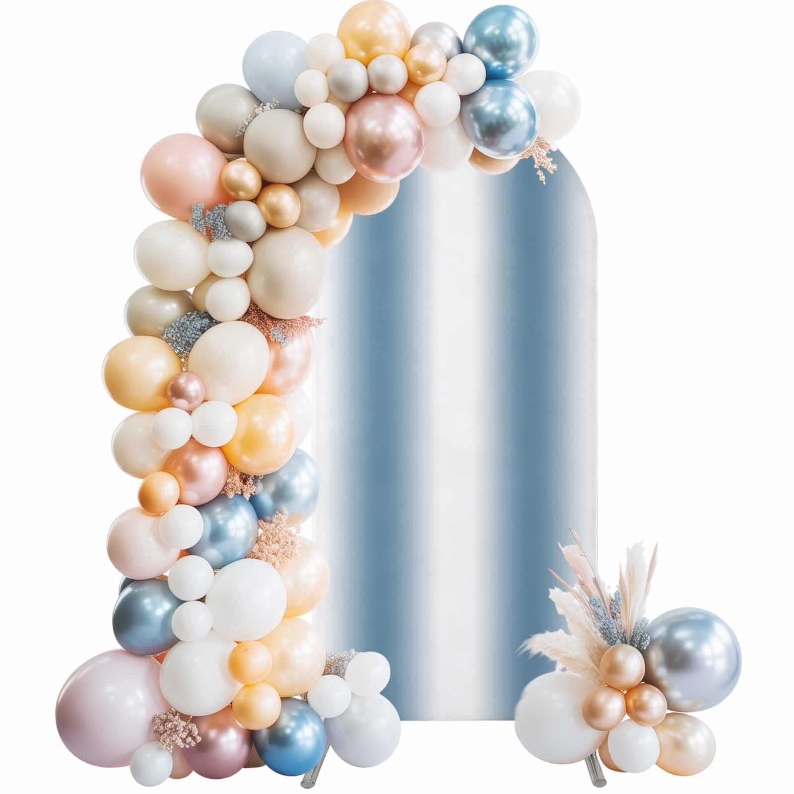 Blue White Ombre Arch Backdrop Cover 5Ft, Wedding Arch Covers Stretchy Backdrop, Modern Abstract Art Farmhouse Gradient Fitted 2 Sided Arched Photo Background for Birthday Party Decorations