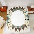 thumbnail image 5 of Homewish Rustic Western Aztec Queen Sheet Sets,Bohemian Style Flat Sheet,Beige Cyan Brown Queen Fitted Sheet For Men Women,Breathable Home Decor,4-Piece, 5 of 7