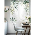 thumbnail image 4 of Eucalyptus Leaf Sheer Curtains 72 inches Long 2 Panels Set Country Green Plant Sheer Window Curtain Rod Pocket Voile Drapes for Living Room/Bedroom, Each 52" W x 72" L, 4 of 7