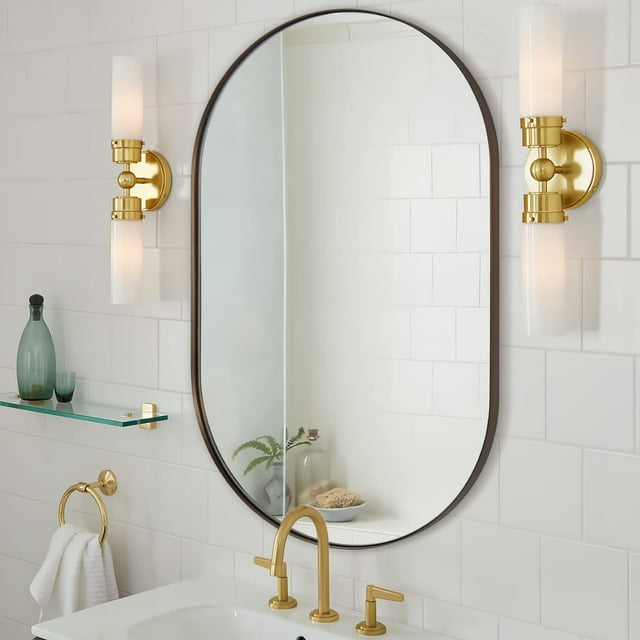 ANDY STAR Bronze Bathroom Mirror for Wall, 20x33 Brushed Bronze Oval