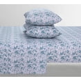 thumbnail image 4 of Feather and Stitch New York 4-Piece 300 Thread Count Blue Floral 100% Cotton Percale Sheet Set, King, 4 of 4