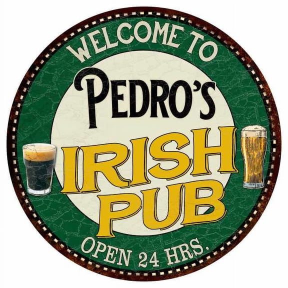 Pedro's Irish Pub 14" Round Metal Sign Kitchen Bar Wall Decor 100140036212