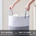 thumbnail image 4 of Inadays Laundry Basket 51L Large Clothes Laundry Hamper Woven Cotton Rope Tall Laundry Bag Baskets Toy Storage Organizer Collapsible Storage Basket for Blanket, Toys, Clothes, Pillows, Gray White, 4 of 9