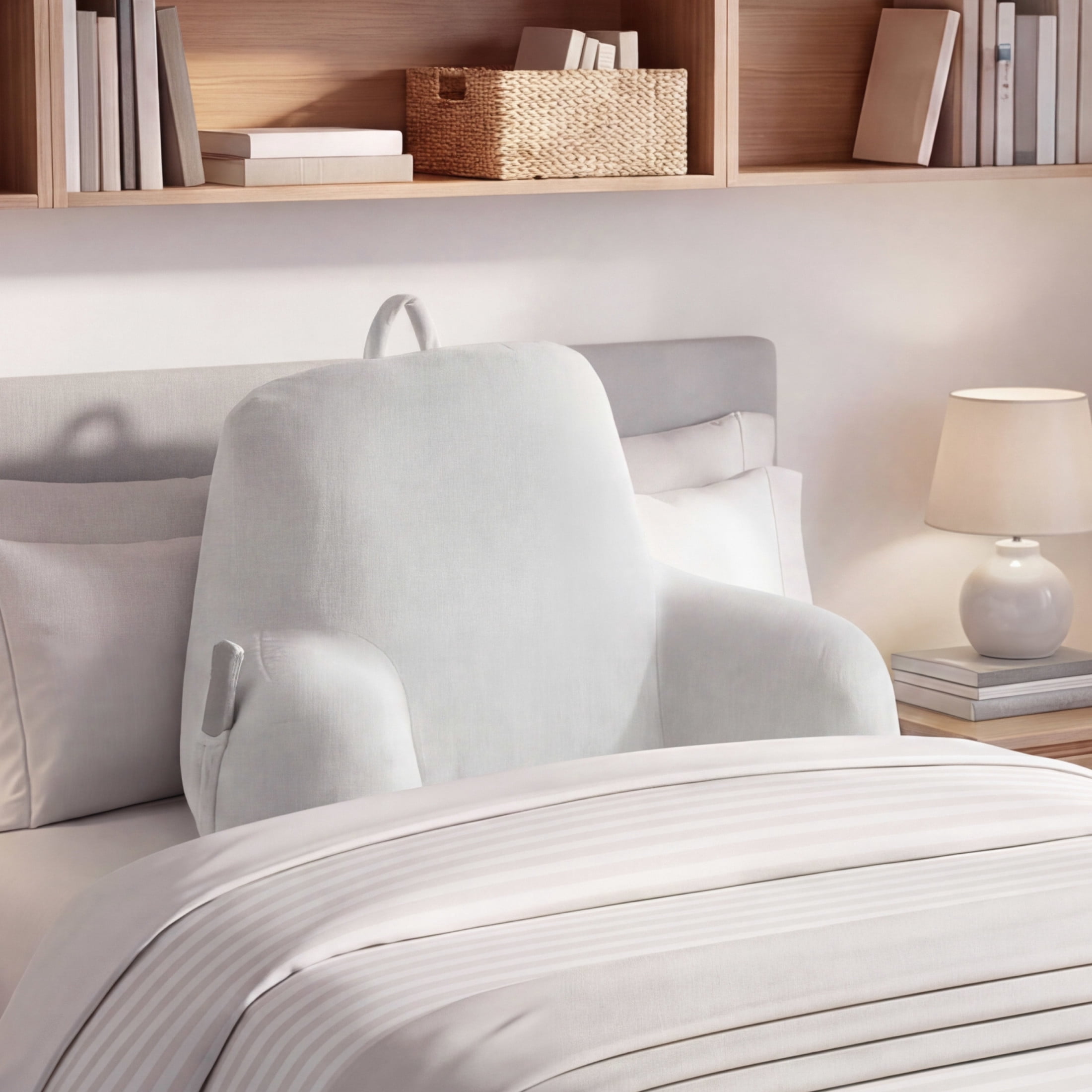 The Sheet Lab Plush Backrest Pillow, Gray, 30" x 17" x 17"
