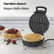 Hamilton Beach Belgian Waffle Maker with Nonstick Plates, Waffle Iron with Compact Storage, Stainless Steel
