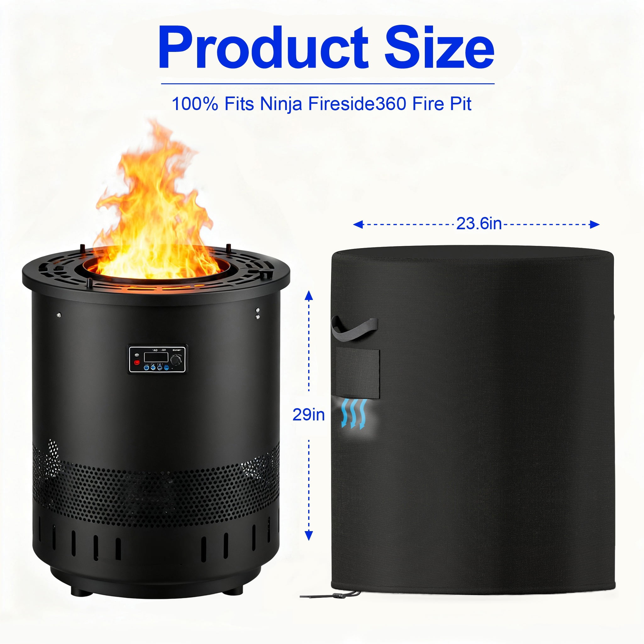 Ninja Fireside 360 Outdoor Heater & Fire Pit, Waterproof Firepit Covers Round,24" D x 29" H