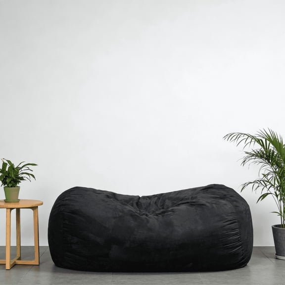 6.5 Foot Suede Cylindrical Bean Bag,Large Bean Bag Chairs for Adults, Black