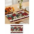 thumbnail image 6 of Placemats Set of 6, Cotton Linen Heat Table Mats Non-Slip Washable Merry Christmas Poinsettia Blue Berry Buffalo Snowflake Placemat for Holiday Banquet Dining Kitchen Table Decor, 6 of 6
