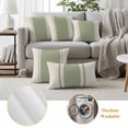 thumbnail image 6 of Sage Green Vintage Outdoor Waterproof Pillow Covers, Geometric Stripes Simple Lines Decorative Square Throw Pillowcase Sofa Cushion Sham for Patio/Couch/Chair, 20"x20" 2 Pack, 6 of 8