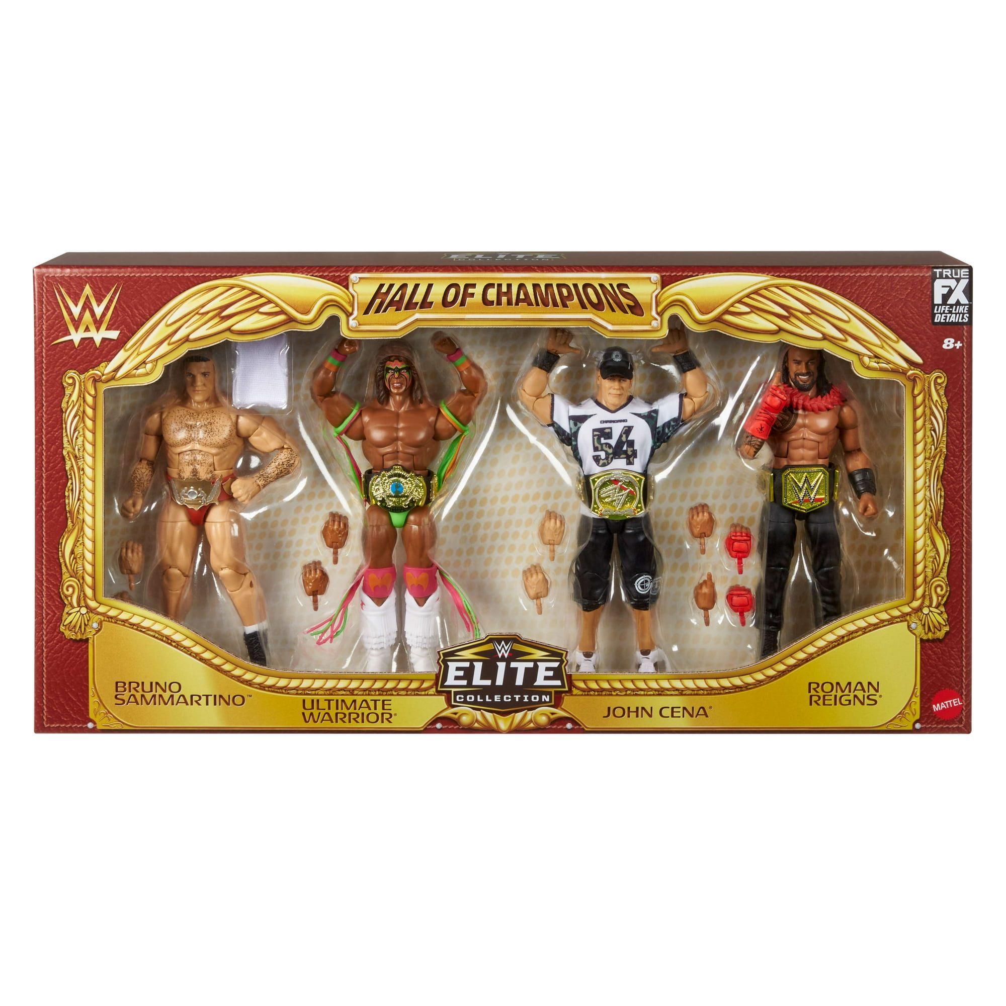WWE Hall of Champions 4-Pack Action Figures & Accessories, 6-inch