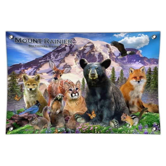 Mount Rainier National Park Washington WA Animals Bear Fox Cougar Deer Wolf Home Business Office Sign