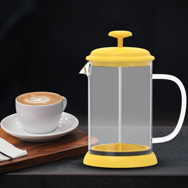 Cafetera de vidrio de borosilicato BLESIY émbolo de café expreso grande 800ml resistente al calor amarillo