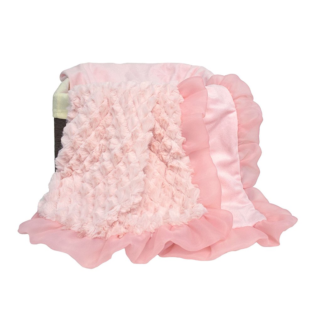 Arianna Plush Pink Blanket by, Generously sized at 44 by 33 inches, you