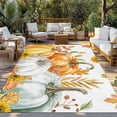 thumbnail image 3 of Outdoor Rug 5x8 ft Fall Thanksgiving Waterproof Outdoor Patio Rug Mat Non Slip Outside Area Rugs Carpet for RV,Camping,Porch,Deck,Pool,Balconybackyard,Orange Pumpkins Autumn Leaves Floral, 3 of 9