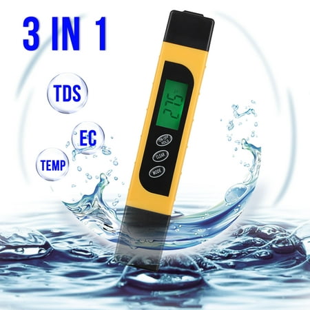 TDS Water Quality Tester - TSV Digital LCD TDS Mete, EC & Temperature Meter 3 in 1, 0-9999 ppm Meter, LCD Display, TDS Meter for Drinking Water Test, Swimming Pool, Aquarium,