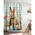 thumbnail image 2 of Easter Shower Curtain Bunny Eggs Flowers Shower Curtains for Bathroom Decor Green Plaid Spring Plants Bath Curtains Sets for Spring Easter Bathroom Decor Fabric Waterproof Extra Long 72" X 84", 2 of 5