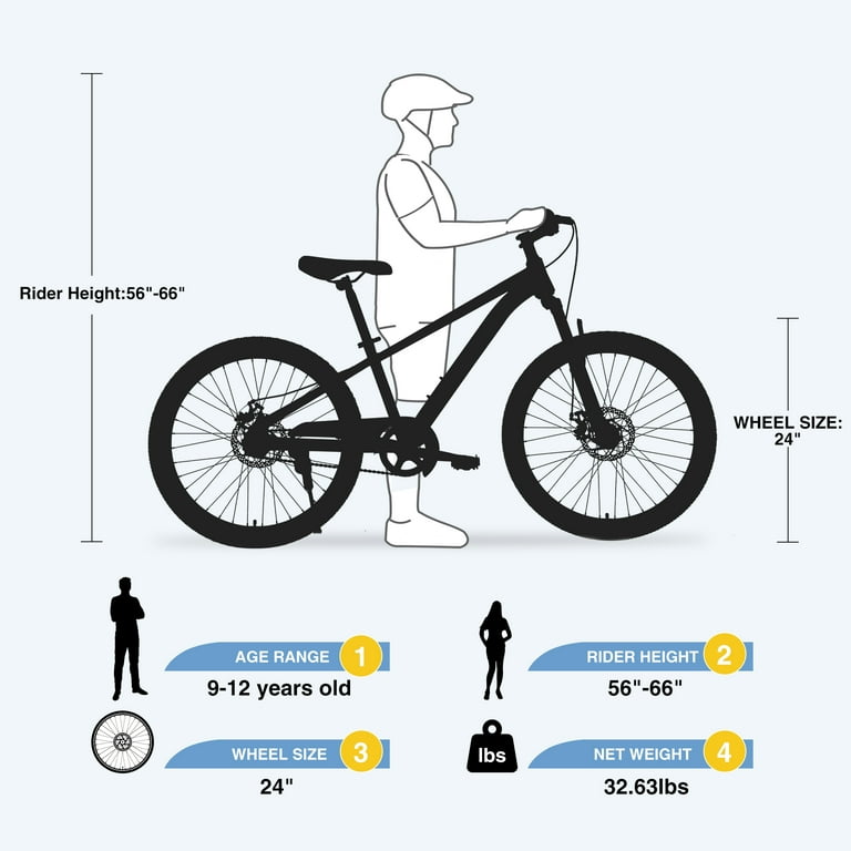 Mountain Bikes 24 Kids Bicycle for Boys and Girls Aged 9 12 Years Green Walmart