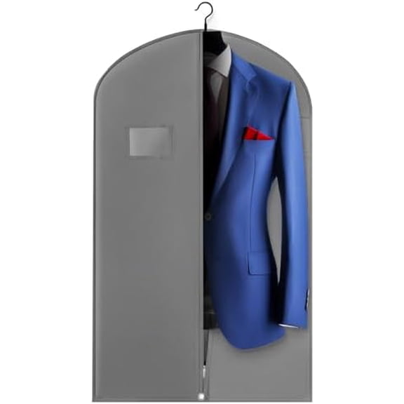 40-inch Suit Bag Garment Bag for Travel and Storage, Garment Bags for Hanging Clothes with Zipper and Visible Transparent Window, Gray 1 pack