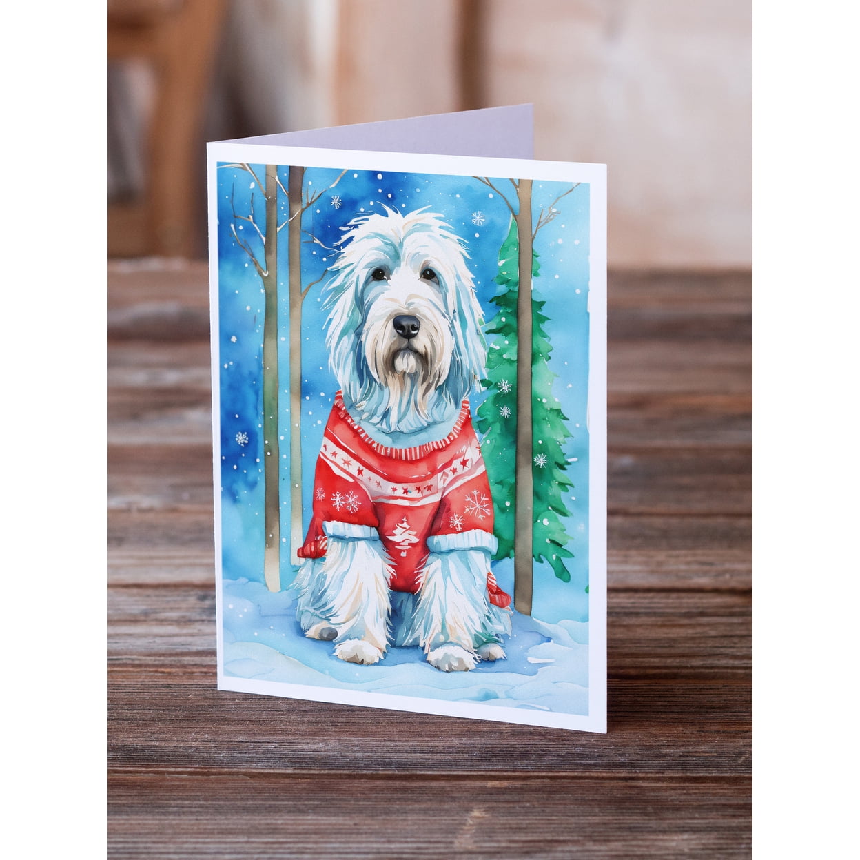 Bearded Collie Christmas Greeting Cards Pack of 8 7 in x 5 in