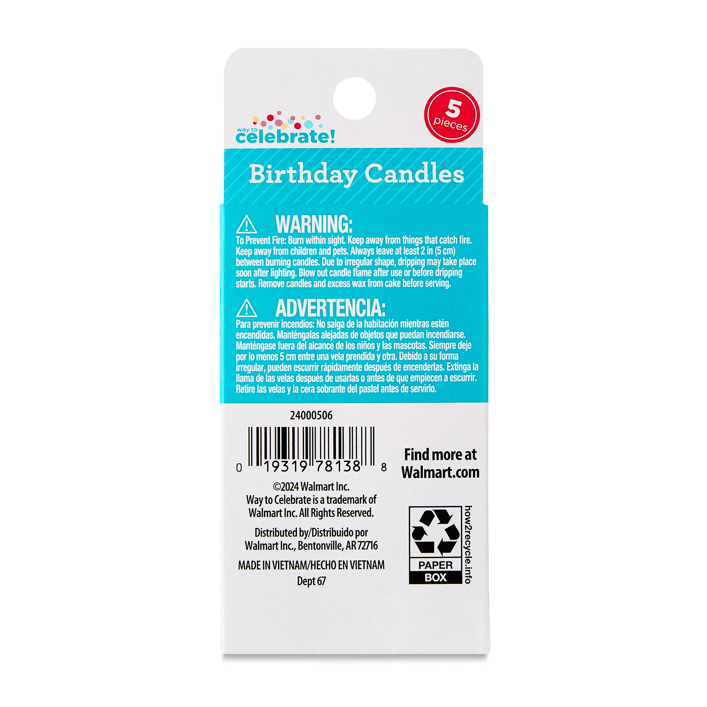 Multicolor Swirl Birthday Candle Set, 5 Pieces, by Way To Celebrate