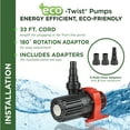 thumbnail image 5 of Alpine Corporation Eco-Twist Energy-Saving Pump 1500GPH with 33' Cord, 5 of 12