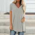 thumbnail image 2 of Patlollav Womens Plus Size $5 T-Shirts Long Shirt Short Sleeve Summer V-Neck Casual Basic Tunic Tops, 2 of 6
