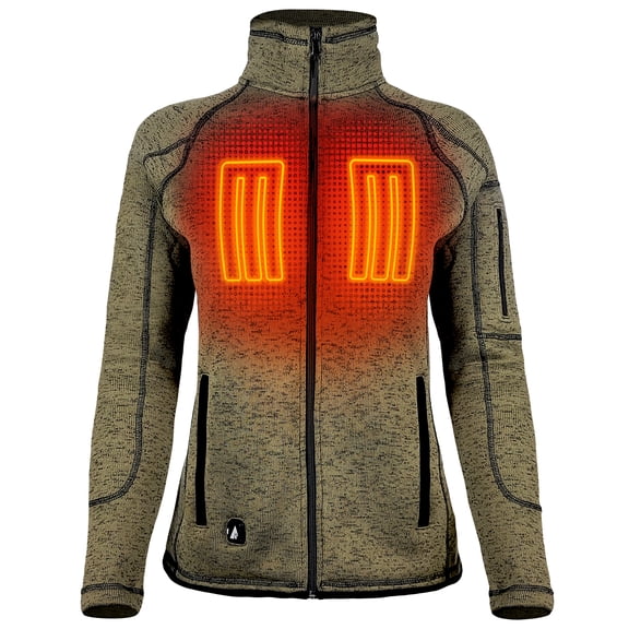ActionHeat 5V Women's Battery Heated Sweater Jacket- Olive Green