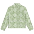 thumbnail image 4 of Jackets for Women Winter Coat Jackets Flannel Stand Collar Jacket(Pale Green Textured Pattern Repeat,Size:S-4XL), 4 of 7
