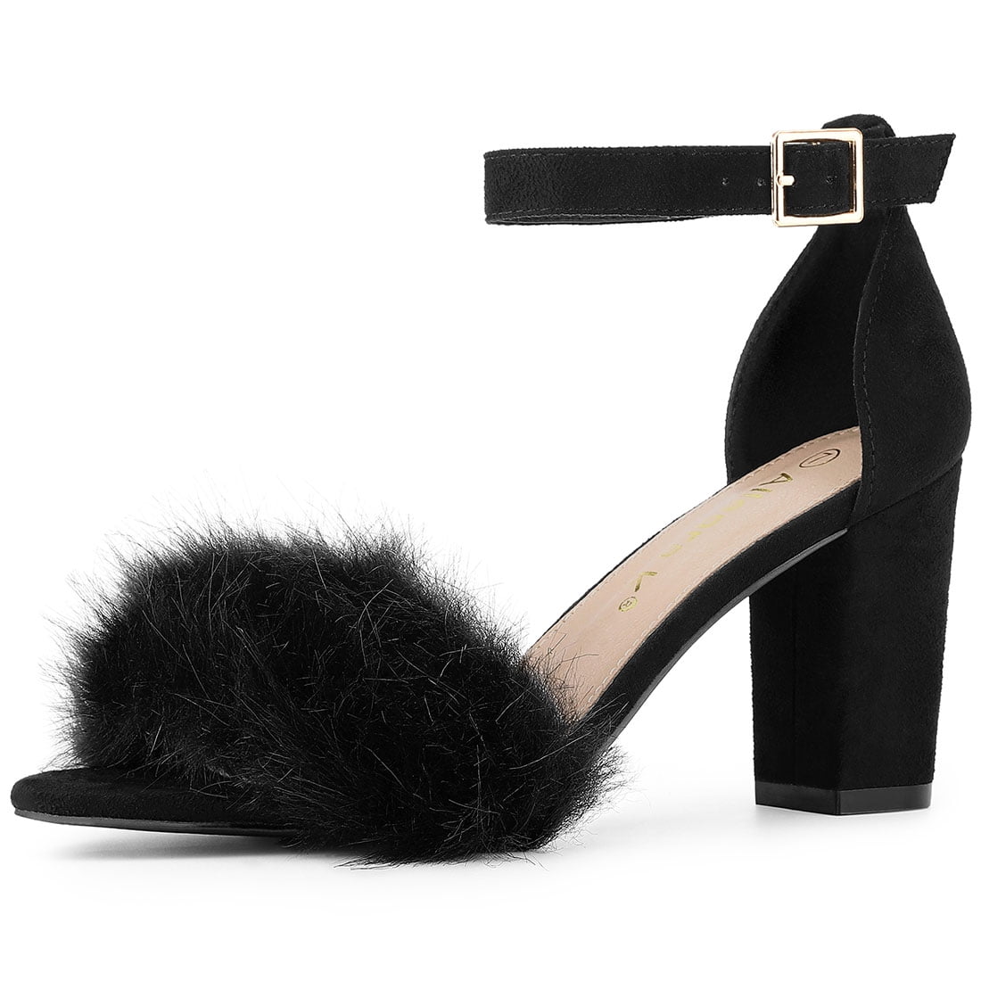 Glamorous black ankle tie heeled sandals sales