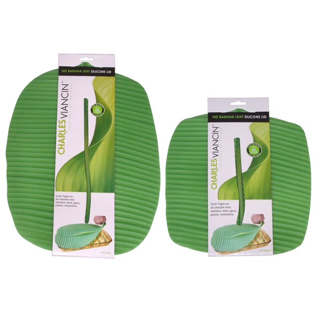 Charles Viancin The Banana Leaf Lid Tapa De Succión De Silicona Mediana Y Grande Y Cubierta Para Alimentos (Juego De 2)