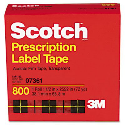 2 Pack Scotch Prescription Label Tape 2in X 72yd Boxed Each 