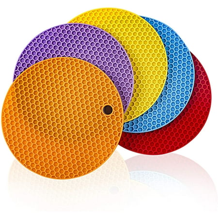 

5pcs Silicone Mat for Hot Pots and Pads Multipurpose Hot Pot Holders Heat Resistant Counter Mats for Hot Dishes Drying Mats Spoon Rest and Large Coasters