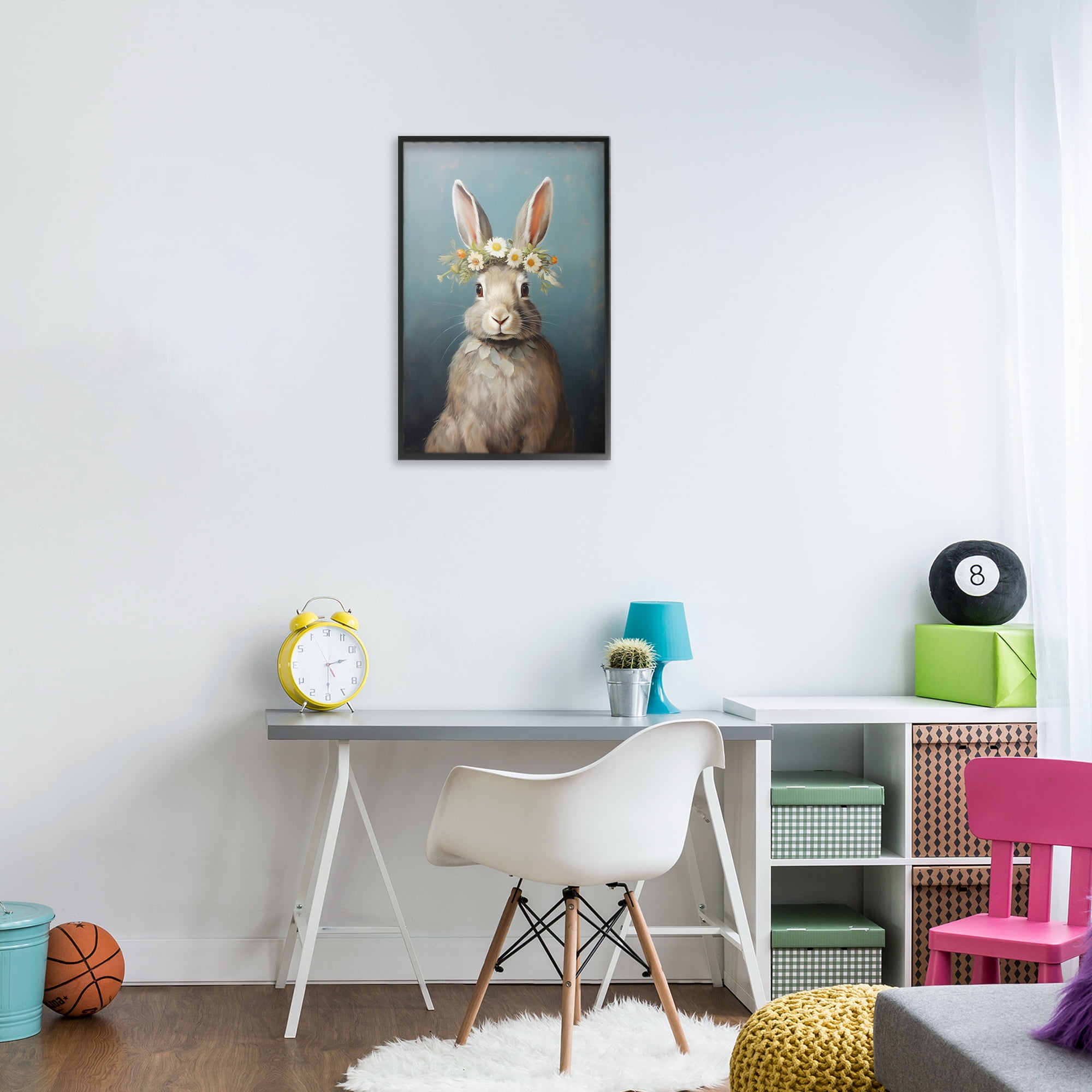 Stupell Industries Daisy Crowned Bunny Portrait Black Framed Giclee Art, design by Heidi Kuntz