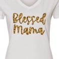 thumbnail image 4 of Inktastic Blessed Mama in Leopard Print Women's V-Neck T-Shirt, 4 of 5