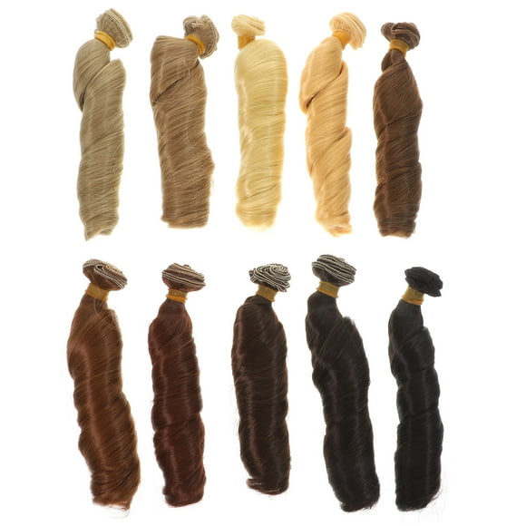 WORGEOUS 10pcs muñeca para trama muñeca para muñecas curly muñecas extensiones para el cabello de la muñeca de bricolaje de muñecas