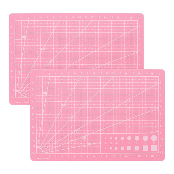 2 tapetes de precisión A5 para manualidades, tapetes de costura de corte giratorios de doble cara, tabla de cortar para coser tela, acolchar, patchwork, proyecto de pasatiempo, rosa