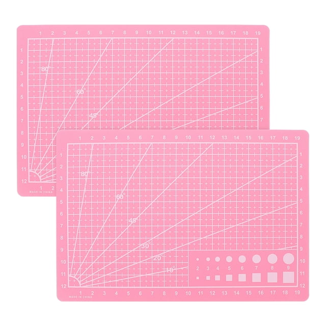 2pcs A5 Double-Sided Cutting Mat for Crafting, Self-Healing PVC Cutting Board with Measurements for Sewing DIY Projects Scrapbooking Pink