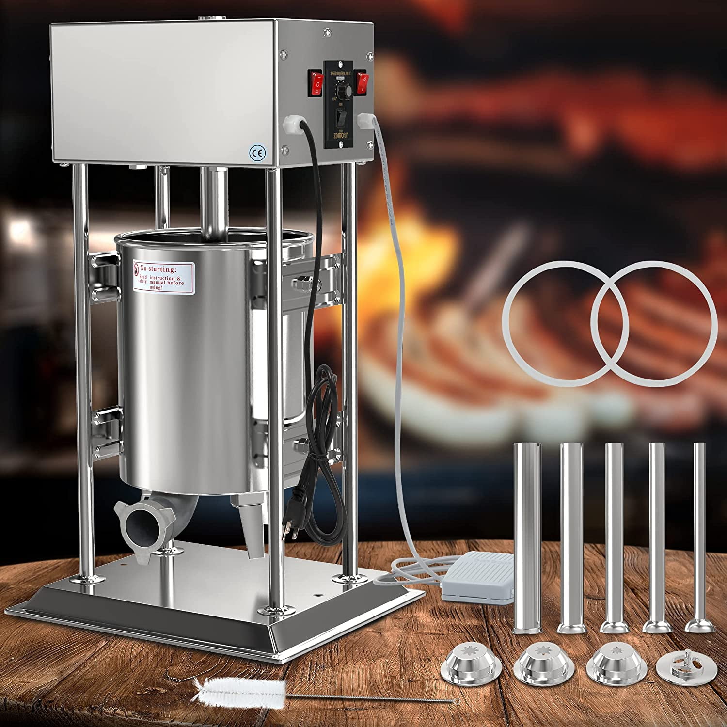 DWVO Sausage Stuffer, 10L Electric Stainless Steel Sausage and Churro Maker with Stuffing