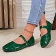 thumbnail image 4 of ZunFeo Womens Square Toe Mary Jane Flats - PU Faux Leather Ballet Shoes with Adjustable Ankle Strap, Retro Comfort Non-Slip Work Flats, Green,Size 8.5, 4 of 9