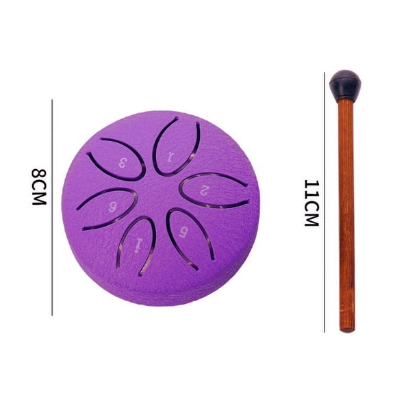Mini tambor hueco de 3 pulgadas, tambor de lengüeta de acero de 6 vías, tambor hueco, tambor tranquilizador, instrumento de percusión, tambor hueco, instrumento portátil para niños