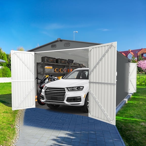 Chery Industrial Metal Garage Shed,20 x 13 FT Outdoor Storage Shed for Car, Truck, Bike, Lawnmower