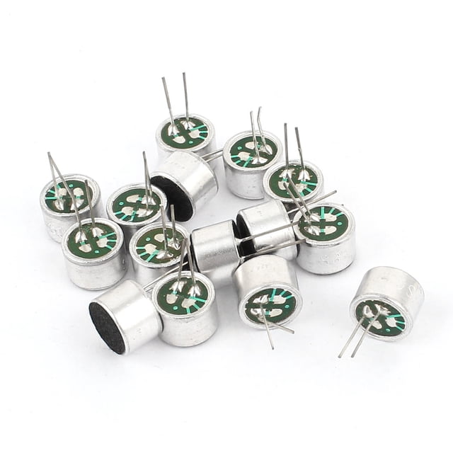 Unique Bargains 15 Pcs 2Pins Cylindrical Electret Condenser Microphone Pick-up 9x7mm Replacement