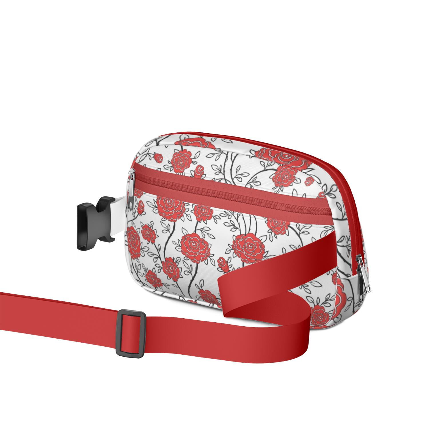 Garden-Inspired Fanny Pack – Floral Waist Bag with Tropical Wildflower Print & Hummingbird Aesthetic