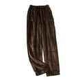 thumbnail image 3 of BiZtdJrK Women's Soft Pajama Pants Fuzzy Flannel Drawstring Elastic Waist Sleep Bottoms Loose Fit Lounge Pants with Pockets Birthday Gift Coffee XXL, 3 of 7
