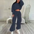 thumbnail image 6 of Kaemgyyd Women's Workout Tracksuit 2 Piece Outfits Lightweight Long Sleeve Crop Top Sweatshirt Baggy Cargo Pants Set, 6 of 7