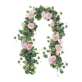 thumbnail image 2 of Guirnalda floral artificial colgante de flores de falsas rosas, , guirnalda de eucalipto con flores para decoración de arco de boda, 2 of 9