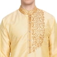 thumbnail image 2 of SKAVIJ Men's Tunic Art Silk Long Shirt Embroidered Casual Kurta X-Large Beige, 2 of 6